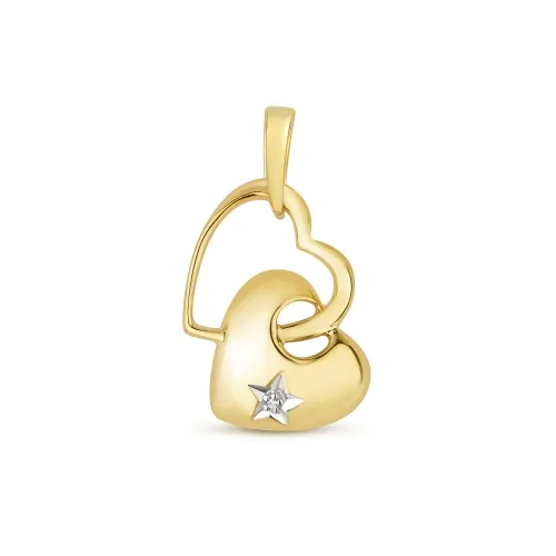 Diamond Heart Star Set 0.003ct 9ct Yellow Gold